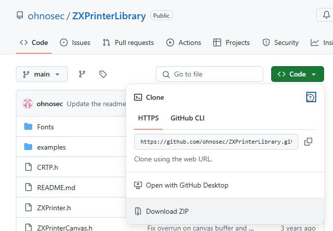 zxprinter library