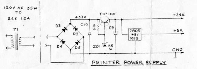 TS2040 Printer Power Circuit Schematic