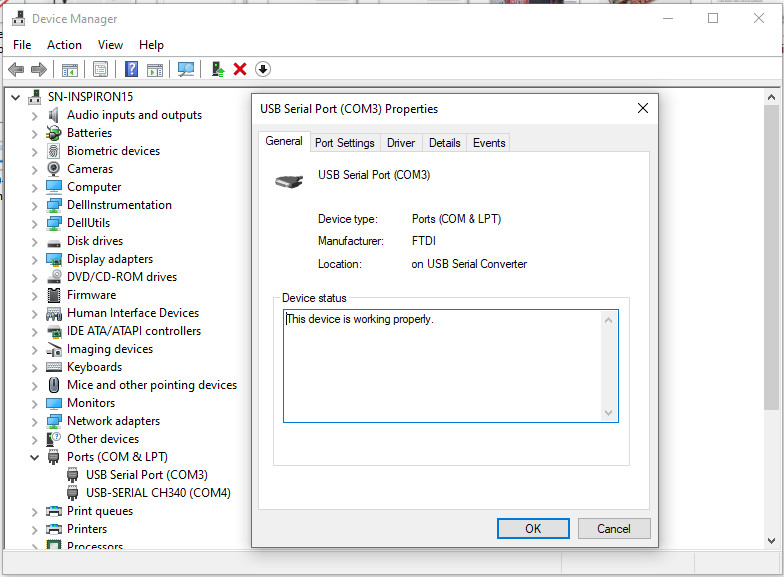 Device Manager COM ports